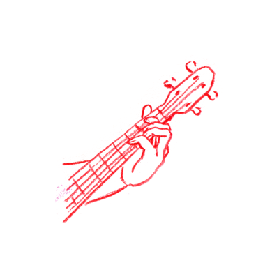 Illustration of guitar neck with a hand